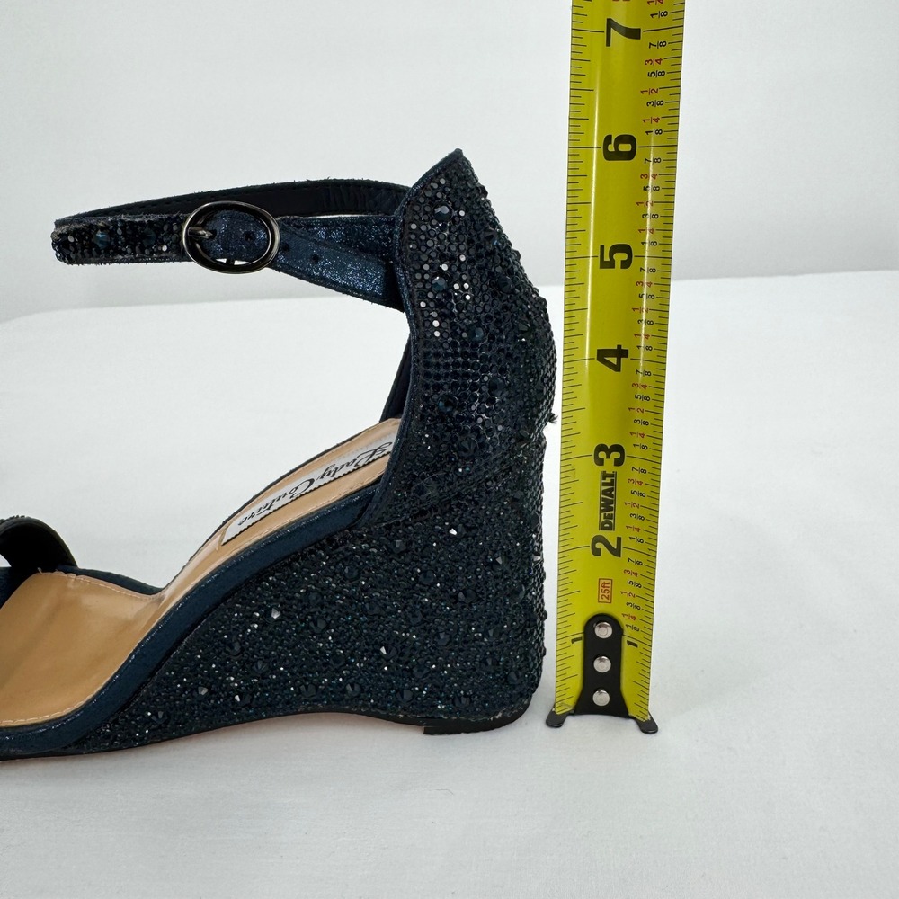 Black Beaded Ankle-Strap Wedge Sandals - Picture 15 of 16